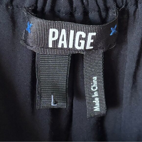 Paige Simi Mini Black Dress Floral Blouse Wrap Size L - Picture 13 of 13